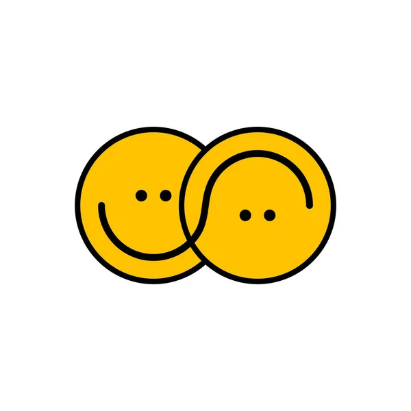 二つの幸せな笑顔ラウンド顔 かわいい友達だ 肯定的な気分のロゴ 面白い漫画のキャラクター — ストックベクタ