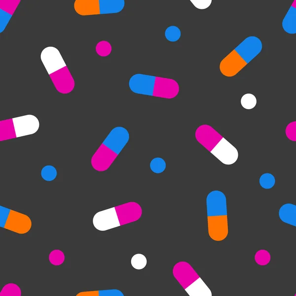 Pilules Motif Sans Couture Texture Médecine Vitamines Compléments Alimentaires Fond — Image vectorielle
