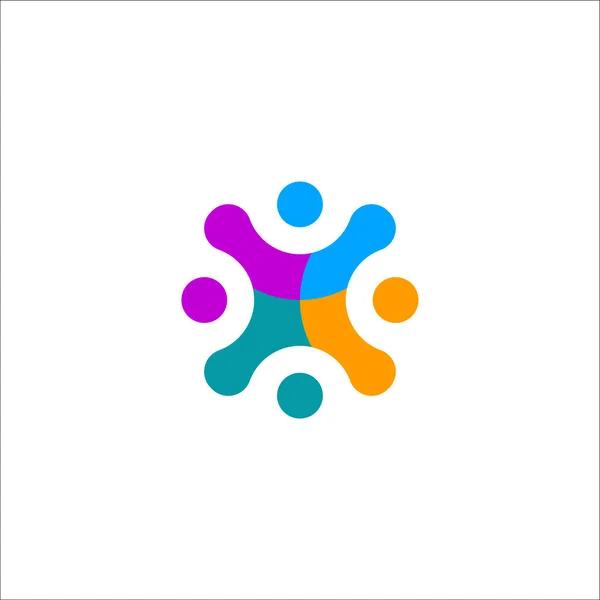 Піктограма Командної Роботи Логотип Єдності Людей Дружба Сімейний Абстрактний Круглий — стоковий вектор