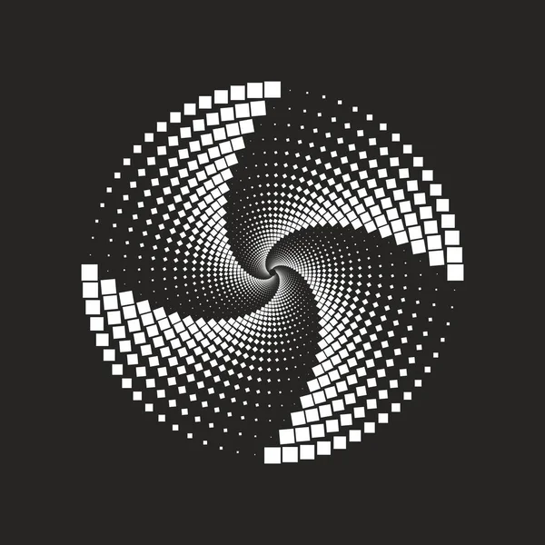 Elemento Vórtice Padrão Geométrico Meio Tom Whirlpool Círculo Espiral Cartaz — Vetor de Stock