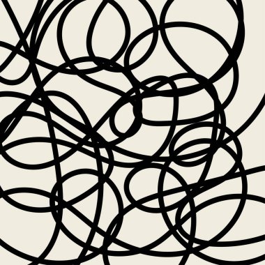 Beyaz arka planda karışık siyah iplikler. Vektör illüstrasyonu