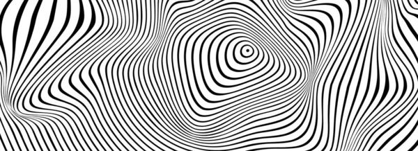 歪みラインの背景 縞模様の歪み 抽象的な現代的なパターン オペラ アートの幻想波 ベクトル3D曲線 動的表面 — ストックベクタ