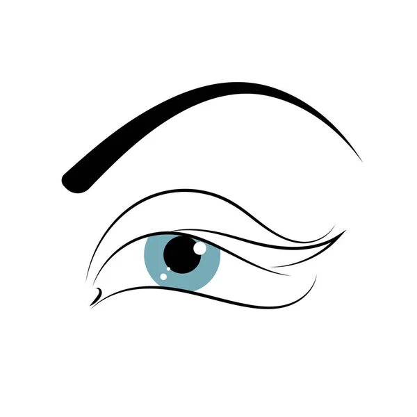 Female Eye Logo Eyelashes Icon Beauty Makeup Symbol Blue Eyes — Stock Vector