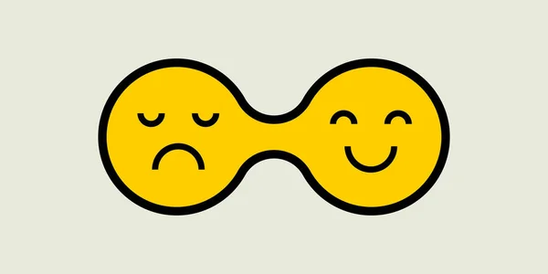 不幸と幸せの顔 悲しいと幸せな文字 顧客の感情 正と負の漫画のユーザー — ストックベクタ