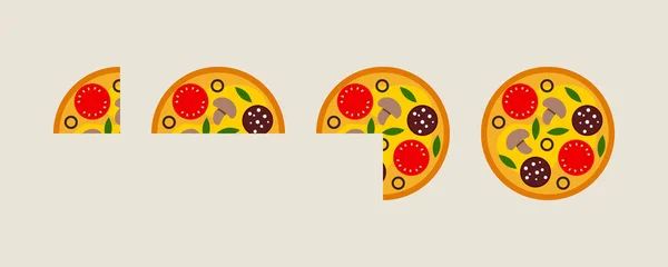 Metafoor Voor Groei Transformatie Vorm Van Pizza Vectorgrafisch Ontwerp — Stockvector