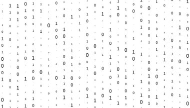 Veri arkaplanı 1 ve 0. Dijital vektör fütüristik illüstrasyon, dijital kod, ikili matris. Bilgisayar ekranı, yazılım kavramı