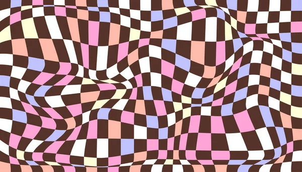 Kontrolované Pozadí Zkreslenými Čtverci Abstraktní Prapor Deformací Šachový Vzor Povrch — Stockový vektor
