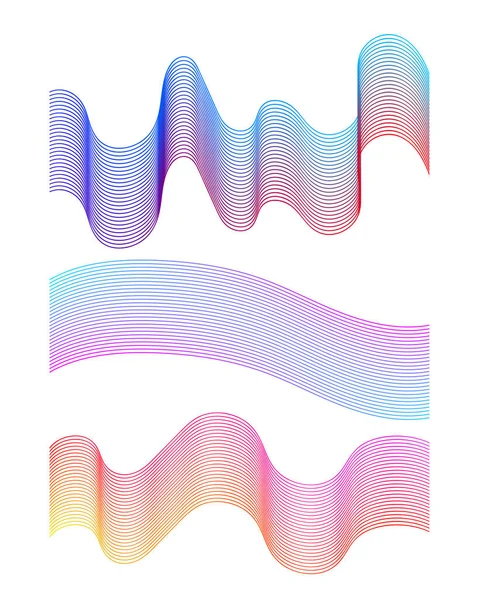 Abstrakte Welle Dünne Linien Wellenlinien Set Für Booklet Broschüre Flyer — Stockvektor