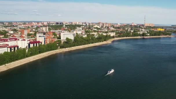 Irkutsk Russia Angara Bro Sibirien Flod Ryssland — Stockvideo