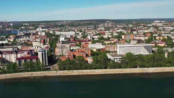 Irkutsk Siberia Russia Drone View Downtown Angara — Vídeo de stock