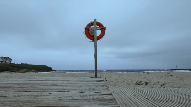 Galician Beach Cloudy Day — Stockvideo