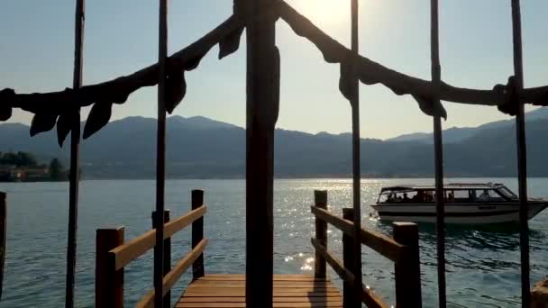 Boat Departing Lake Orta — Vídeo de stock