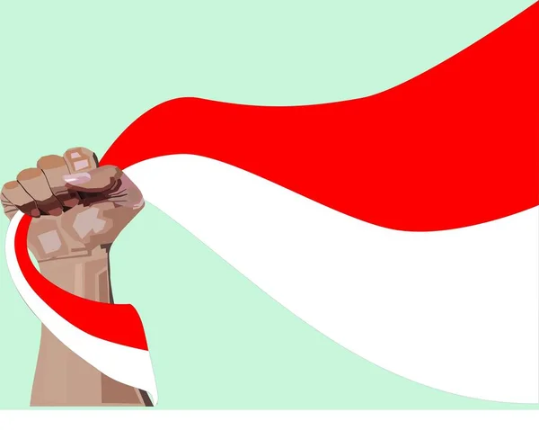 WPAP tarzında el sıkılmış bayrak. Endonezya Bağımsızlık Günü. Tasarım, Özgürlük Ruhunun bir sembolü olan Mutlu Endonezya Bağımsızlık Günü 'nü yumrukla karşılamak için uygun..
