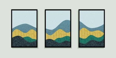 Soyut dağ resimleri seti. Soyut sanat geçmişi. Premium Vektörleri