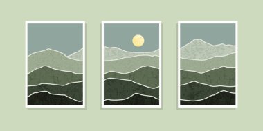 Soyut dağ resimleri seti. Soyut sanat geçmişi. Vektör İllüstrasyonu.