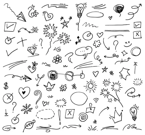 Konsept tasarım için Doodle element vektör kümesi.