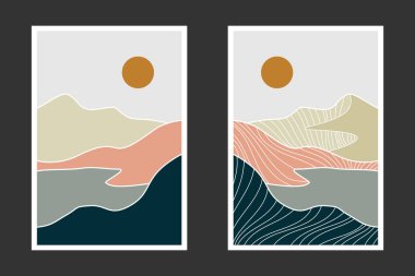 Soyut dağ resmi, soyut arkaplan, Premium Vektör