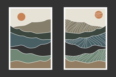 Soyut dağ resmi, soyut arkaplan, Premium Vektör