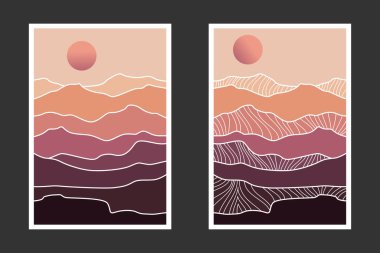 Soyut dağ resmi, soyut arkaplan, Premium Vektör