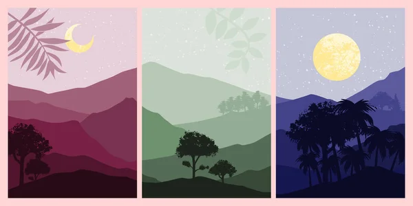 Soyut dağ resimleri seti. Soyut sanat geçmişi. Premium Vektörleri