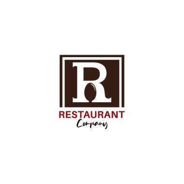 Restoran logosu dizaynı için Spoon Fork ile R harfi