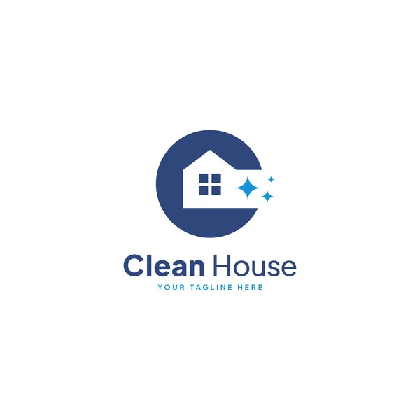 C minimalist harfi, Cleaning House logo tasarımı konsepti, Cleaning House logo şablonu vektörü. Ev Temizliği Hizmetleri.