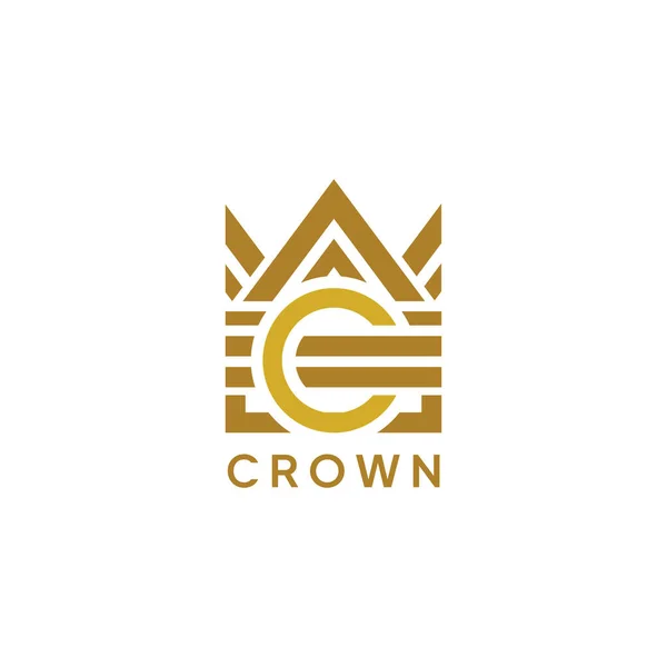 Klasik Crown Logosu Kraliyet Kral Kraliçesi soyut Logo tasarım Şablonu. Geometrik sembol Logotype konsept simgesi, C harfi logosu.