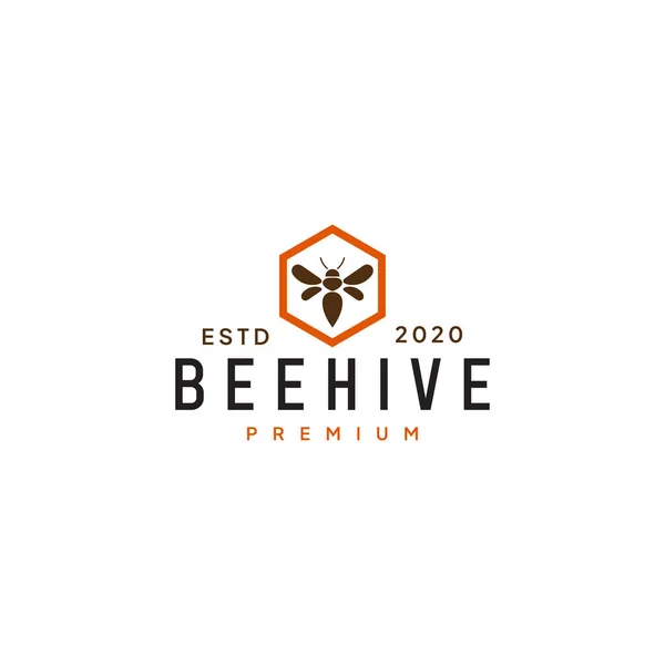 Arı kovanı vintage logo şablon vektörü