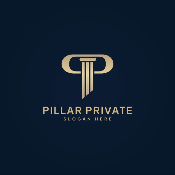 Avukat ya da müze logosu için baş harfleri PP olan basit lüks sütun çizgisi tasarımı. Evrensel yaratıcı premium simgesi.