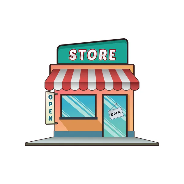 Vector Illustration Store Market Flat Design — Stock Vector