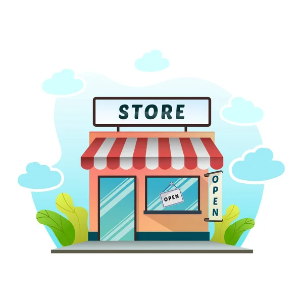 Vector Illustration Store Market Flat Design — Stock Vector