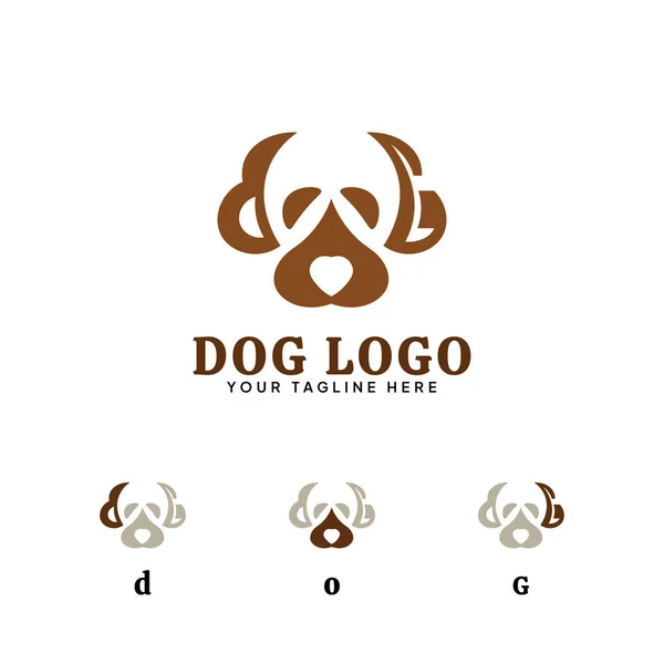 Köpek suratı şeklinde soyut bir logo, üzerinde köpek kelimesi var.