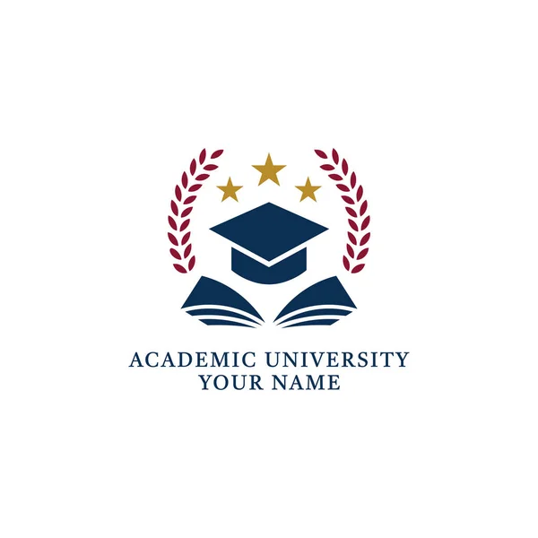 Üniversite, kolej logosu. Açık kitap, bilginin ve eğitimin sembolü. Üniversite, Kütüphane ve Okul logoti şablonu. Vektör illüstrasyonu
