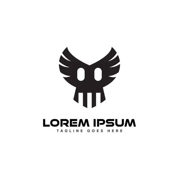 Black Skull Head Wings Logo Logo Template.