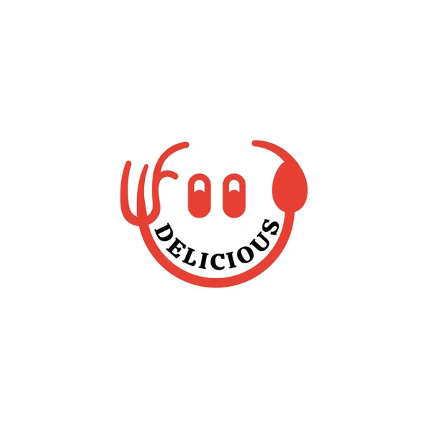 Smiling Food Logo Line Design.
