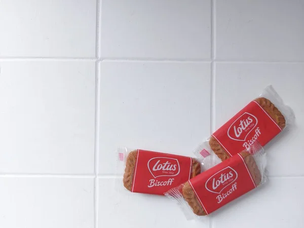 Biscoitos Lótus Snacks Virais Tem Sabor Doce Normalmente Usado Como — Fotografia de Stock