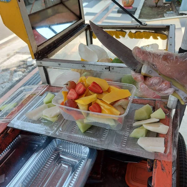 Rujak Buah Або Фруктовий Салат Традиційна Їжа Вулиць Індонезії — стокове фото