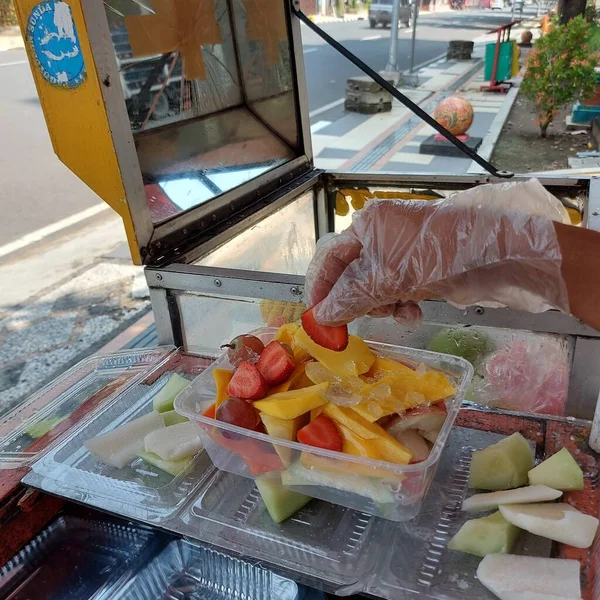 Buah Rujak Salada Frutas Comida Rua Tradicional Indonésia — Fotografia de Stock