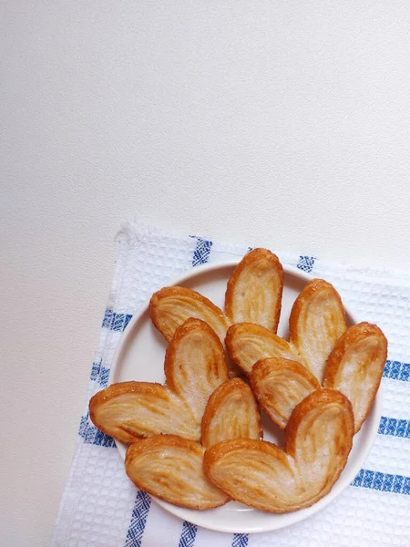 Biscoitos Torta Originais Biscoitos Palmier Biscoitos Franceses Feitos Massa Folhada — Fotografia de Stock