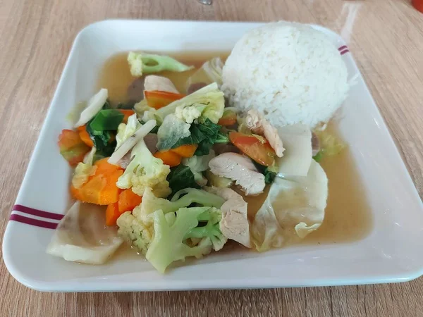 Nasi Capcay Est Nourriture Chinoise Contient Légumes Carottes Chou Fleur — Photo
