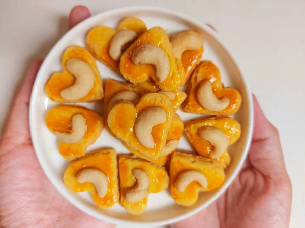 Kue Kering Kacang Mede Vagy Kesudió Süti Vajból Lisztből Tojásból — Stock Fotó