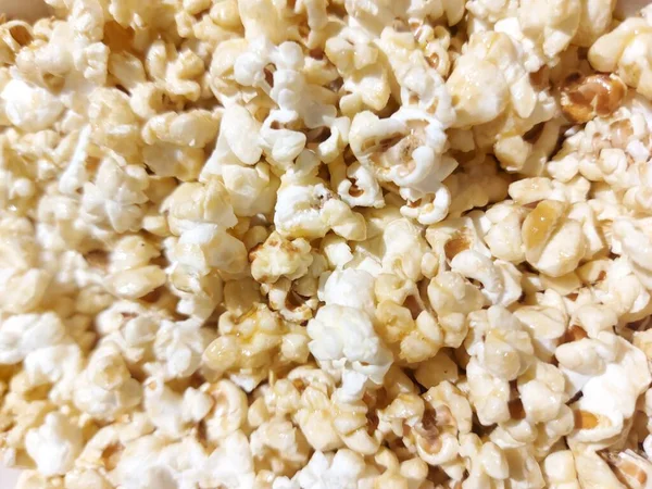 Karamell Popcorn Das Konzept Der Rahmenfotografie Füllen — Stockfoto