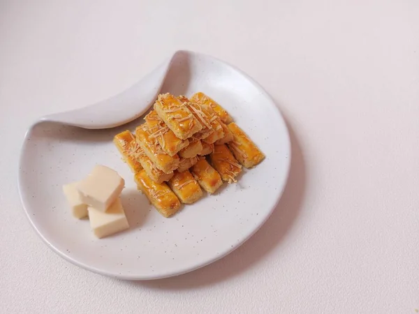 Peynirli Kurabiye Veya Kastengel Veya Kue Keju Hollanda Endonezya Peynirli — Stok fotoğraf