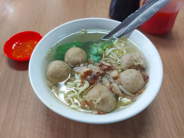 Bakso Atau Baso Atau Bakso Daging Makanan Tradisional Indonesia Terbuat — Stok Foto