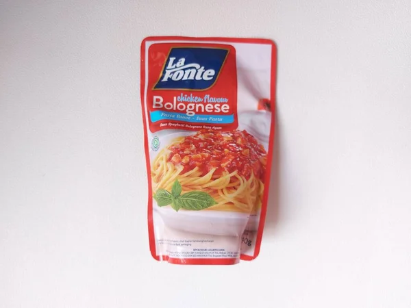 Bogor Indonesia June 2022 Chicken Flavour Bolognese Pasta Sauce Plastic — Stock Photo, Image