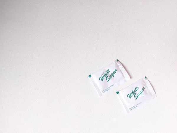 Açúcar Branco Embalagem Papel Completado Com Texto Indonésio Significado Composição — Fotografia de Stock