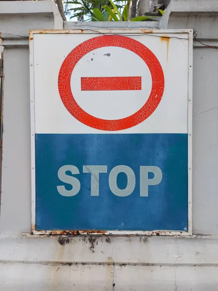 Stop Sign Symbol Hanging Wall — Stock Photo, Image