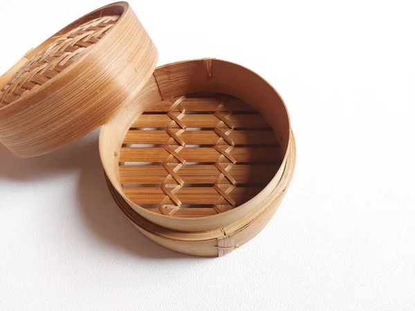 Vapor Tradicional Bambu Comumente Usado Para Vaporizar Dim Sum Fundo — Fotografia de Stock
