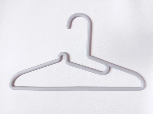 Grey Plastic Laundry Hanger Isolated Background White — 图库照片