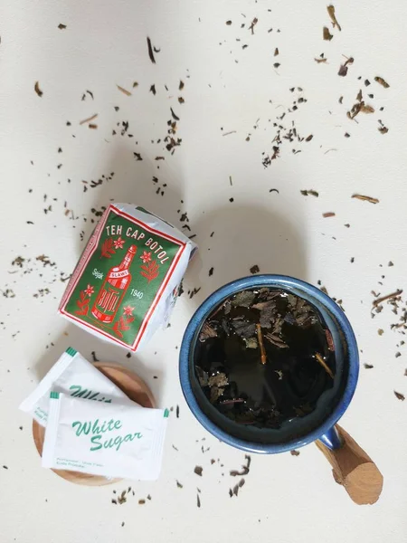 Bogor Indonesia July 2022 Cup Tea Compeleted Sugar Dried Tea — Stockfoto